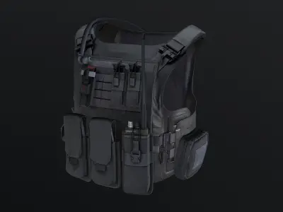 Tactical vest Low-poly 3D model 6