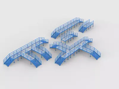 industrial metal platform set 3D model