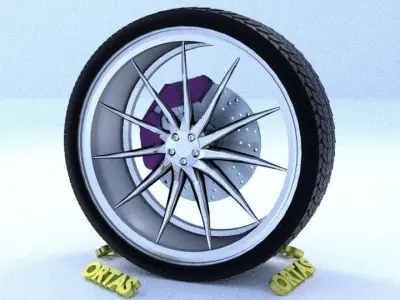 ORTAS CAR RIM 58 GAME READY RIM TIRE AND DISC 3D model