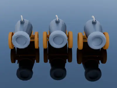 Field cannon Low-poly 3D model