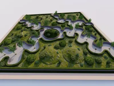 public park-Private Park Landscape 3D model 5