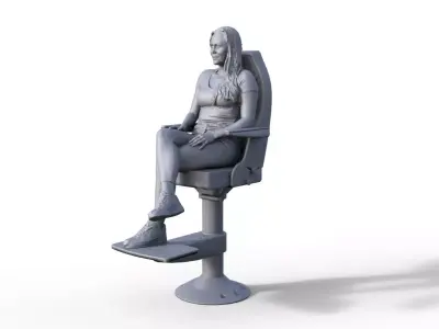 Figure Charlotte typ F with chair for ship model railway diorama 3D print model