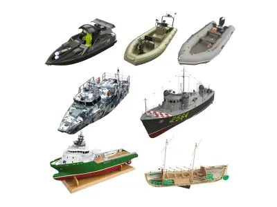 Boat Collection 7 in 1  3D Model Pack
