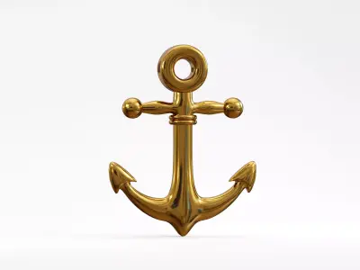 Metallic Ship Anchor Low-poly 3D model