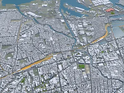 Semarang Indonesia 30km Low-poly 3D model