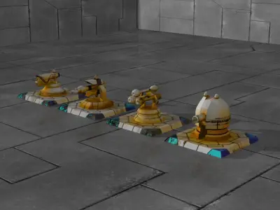 Tower Defense Turrets Low-poly 3D model