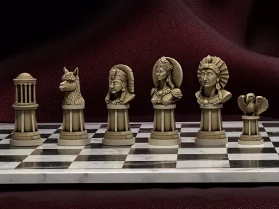 Inca Civilization Chess Set Sun Moon Alpaca Condor 3D print model