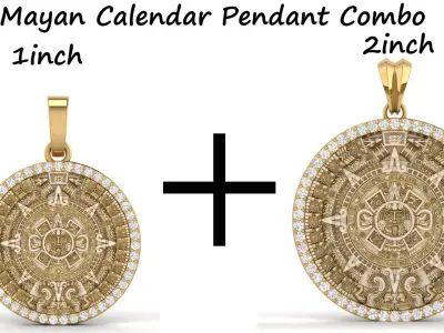 Mayan Calendar Pendant Combo of 1inch and 2inch  3D Model Pack