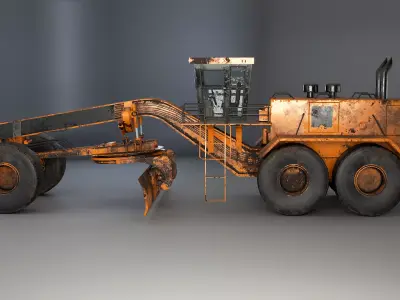 Old Generic Motor Grader Low-poly 3D model