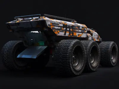 Technical Vehicle up to 8K Textures transporter Source Files Low-poly 3D model