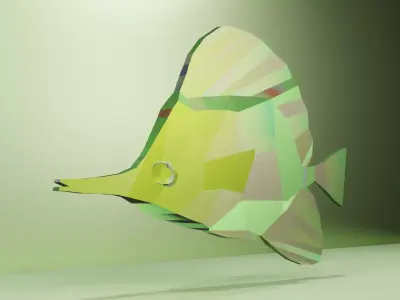 3D Model - DIamond Fish  - Animated and Rigged  Low-poly 3D model
