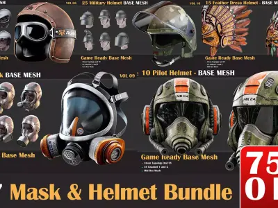 157 Mask and Helmet Base Mesh Bundle   3D model