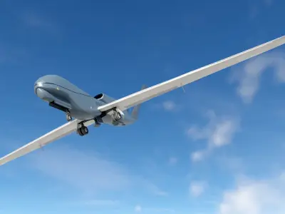 Low Poly PBR RQ-4B Drone  Low-poly 3D model
