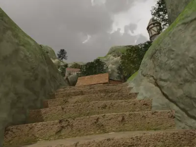 Fantasy Hillside Village 3D model