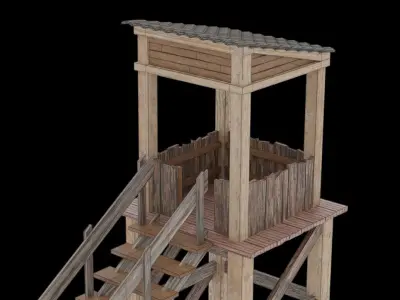 Medieval Watch Tower Low-poly 3D model