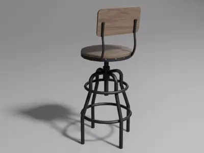 Industrial Style Bar Stool Low-poly 3D model