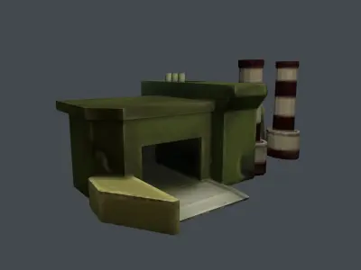 Military building MOBILE game asset Low-poly 3D model