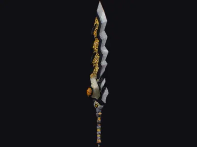 Sword Magical Cutting Fantasy Melee Dagger Iron Blade Saber Gold Low-poly 3D model