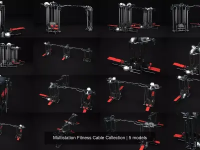 Multistation Fitness Cable Collection 3D Model Pack