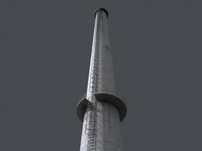Industrial Chimney Smoke Stack Low-poly 3D model
