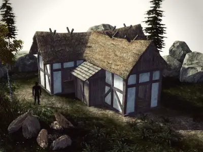 High Quality enterable Medieval house - Building M Low-poly 3D model