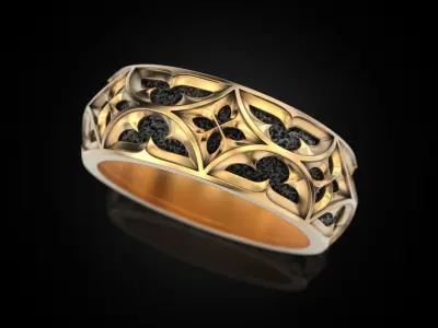 Gothic ornament Ring pattern 3D print model