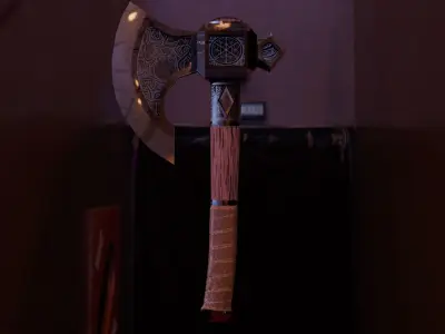 3D woodcutting axe hatchet tool Free low-poly 3D model