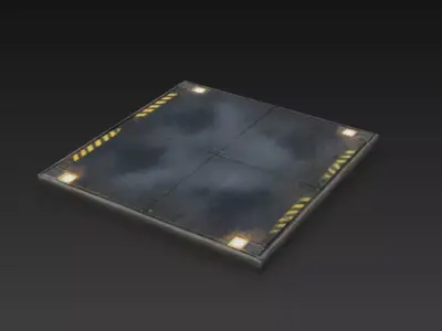 Sci-Fi Wet Industrial Floor Panel - PBR Low Poly Game Ready Low-poly 3D model