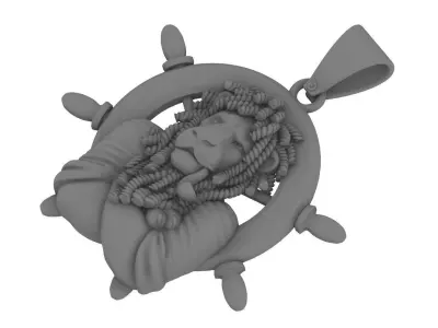 Old man Lion face Vastu Pendant Necklace for men 3D print model
