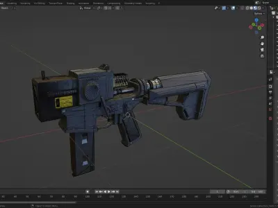 Sci fi gun W211 Game ready PBR Low-poly 3D model