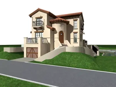 Villa mediterranean house plans 3D model