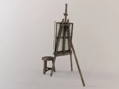 Old Painting set Low-poly 3D model