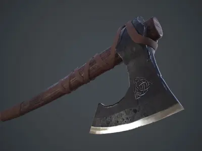Viking axe Free low-poly 3D model get