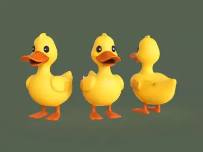 Cartoon Duck Cute 02 Low-poly 3D model