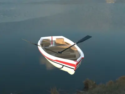 dinghy white Low-poly 3D model