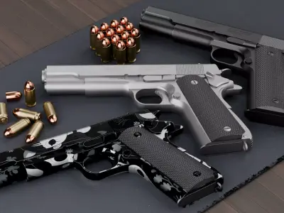 Pistol Tactical 1911 - Game Ready 4K PBR Low-poly 3D model