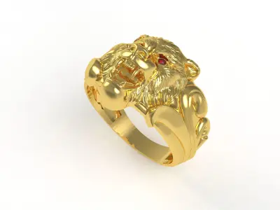 Angry Lion Head Ring 3D print model