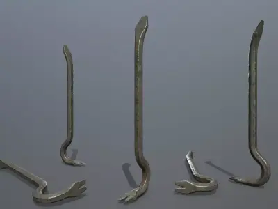 Crowbar hook Low-poly 3D model get