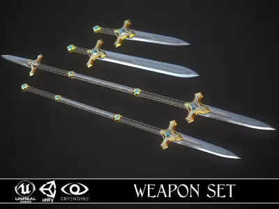 Melee Weapon Set A6 3D Model Collection