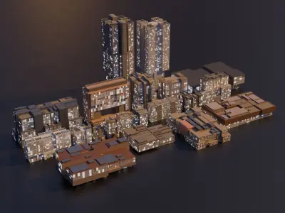Sci-Fi Cyberpunk Buildings Pack -26 Buildings 3D Model 3D model
