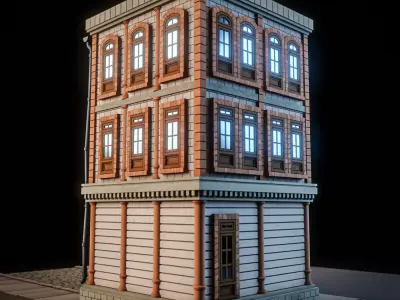 LOWPOLY CITY BUILDING STYLIZE 8 Low-poly 3D model
