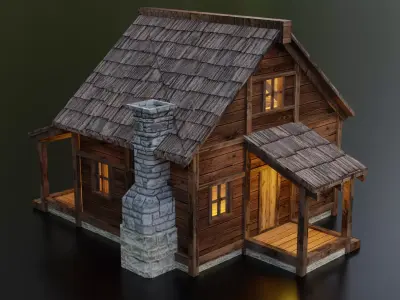 Wooden House C Low-poly 3D model