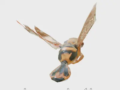 Mechanical Flying Bee Garden Assistant Low-poly 3D model