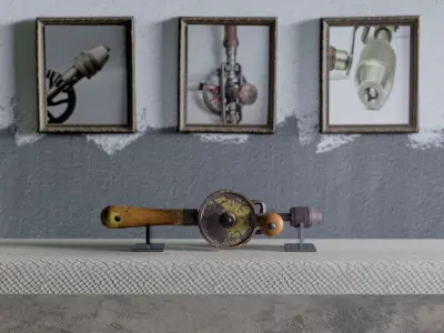 Old Hand Drill Low-poly 3D model purchase
