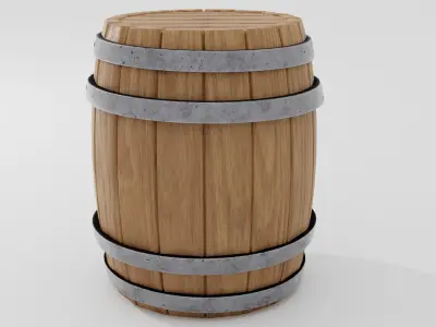Wooden barrel 02 3D model purchase