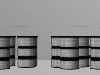 3D Model of Flammable Chemical Barrels in Industrial Warehouse  Low-poly 3D model