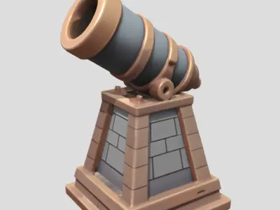 Cartoon Cannon 3D Model PBR Textured Stylized Game Asset Low-poly 3D model