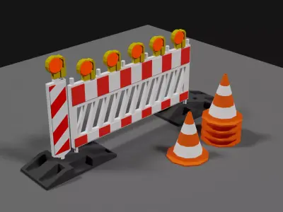 Lowpoly Street Construction Barrier Low-poly 3D model