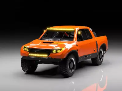  OffRoad Rally Pickup Truckl HighPoly Desert Racer 3D model