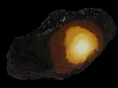 Asteroid being smelted Low-poly 3D model